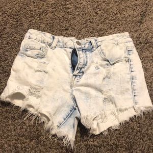 Washed out denim shorts